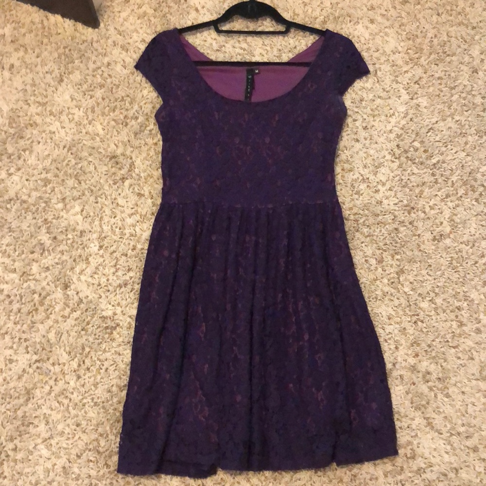 Purple lace cocktail dress